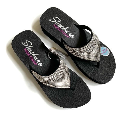 skechers yoga foam rhinestone flip flops